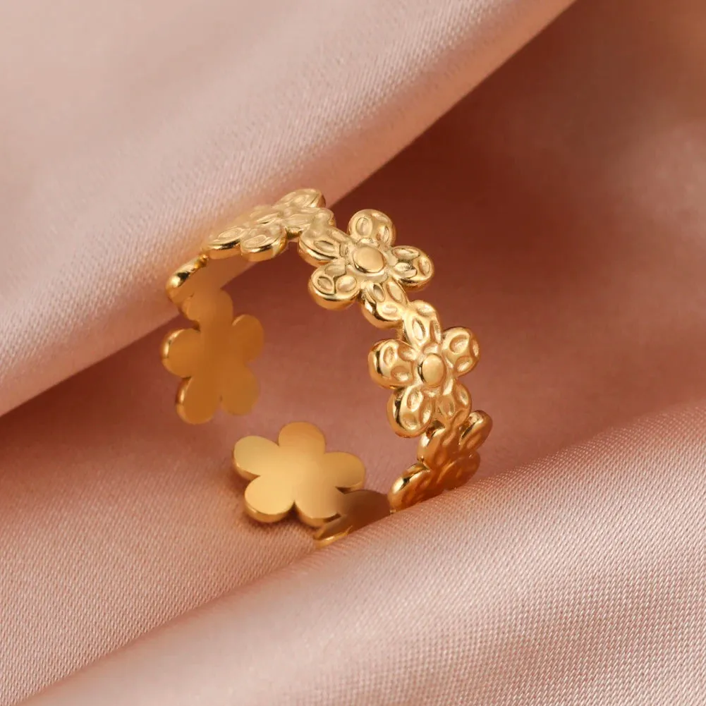 Women Rings Geometric Heart Aesthetic Adjustable Open Finger Ring Fashion Party Jewelry Gifts