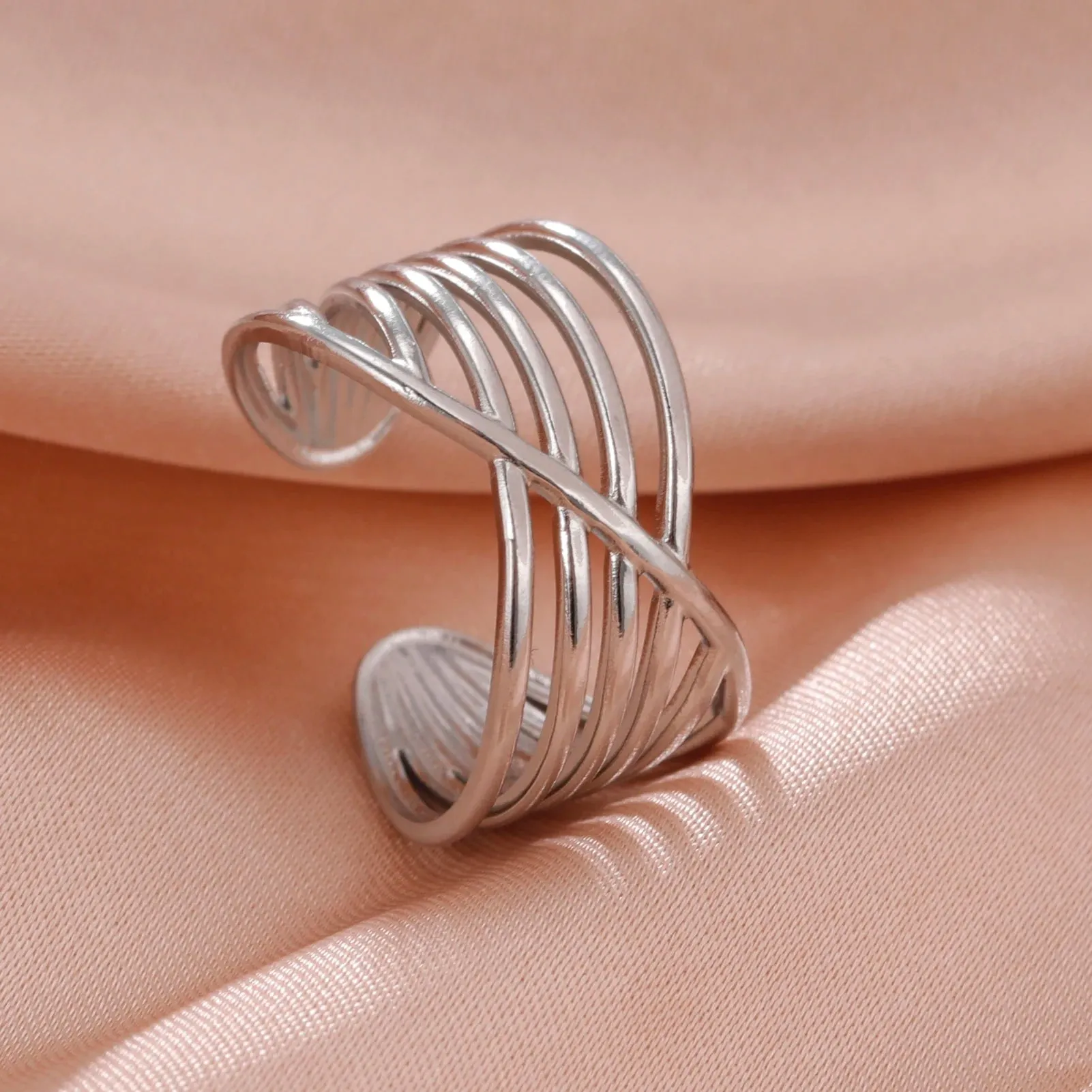Women Rings Geometric Heart Aesthetic Adjustable Open Finger Ring Fashion Party Jewelry Gifts