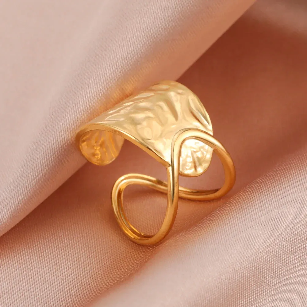 Women Rings Geometric Heart Aesthetic Adjustable Open Finger Ring Fashion Party Jewelry Gifts