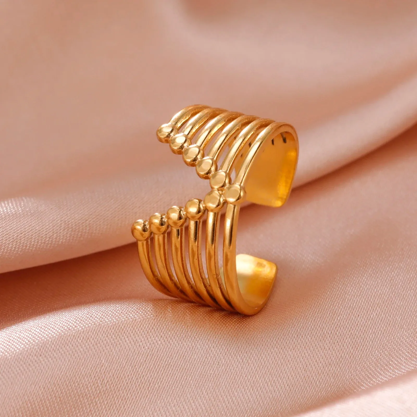 Women Rings Geometric Heart Aesthetic Adjustable Open Finger Ring Fashion Party Jewelry Gifts