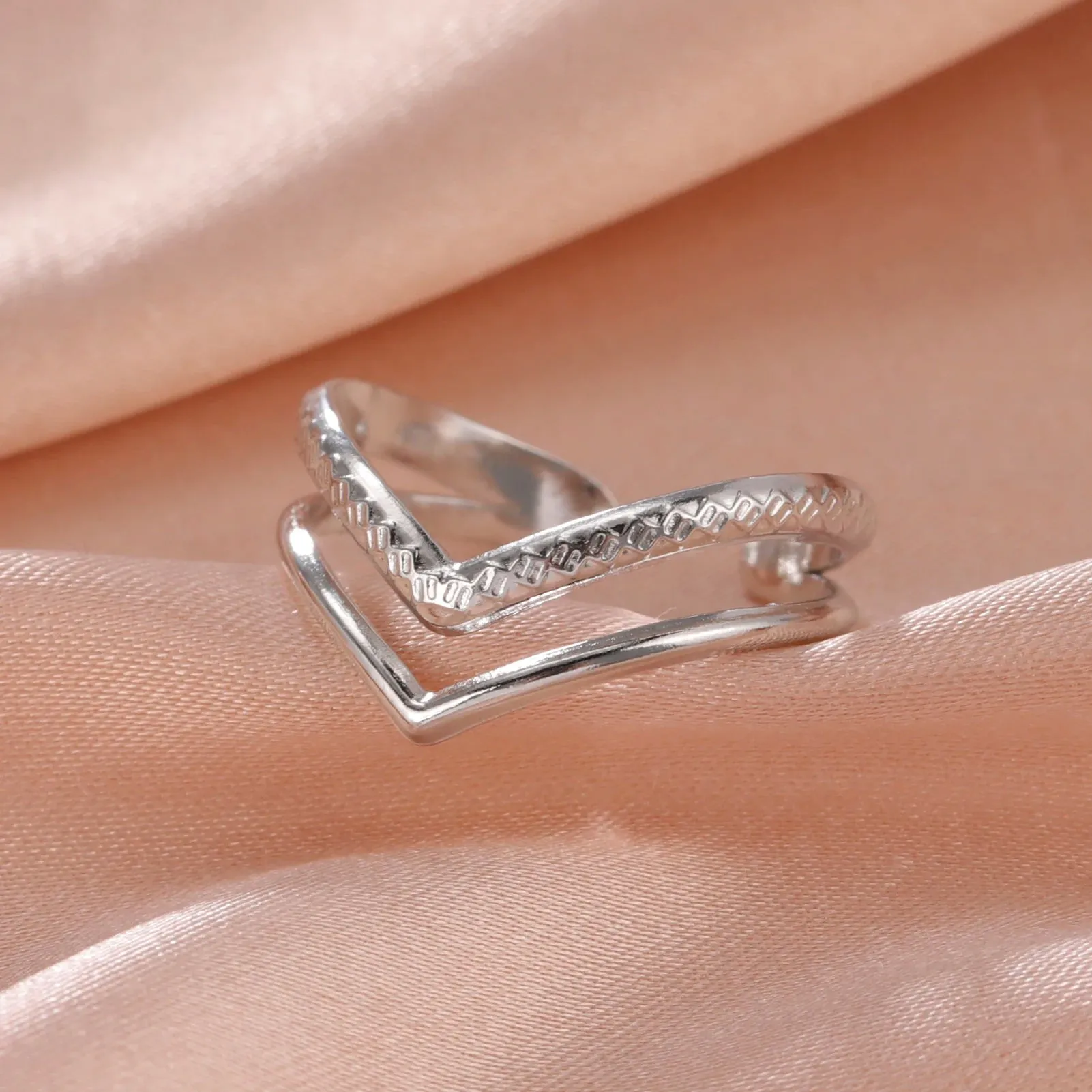 Women Rings Geometric Heart Aesthetic Adjustable Open Finger Ring Fashion Party Jewelry Gifts