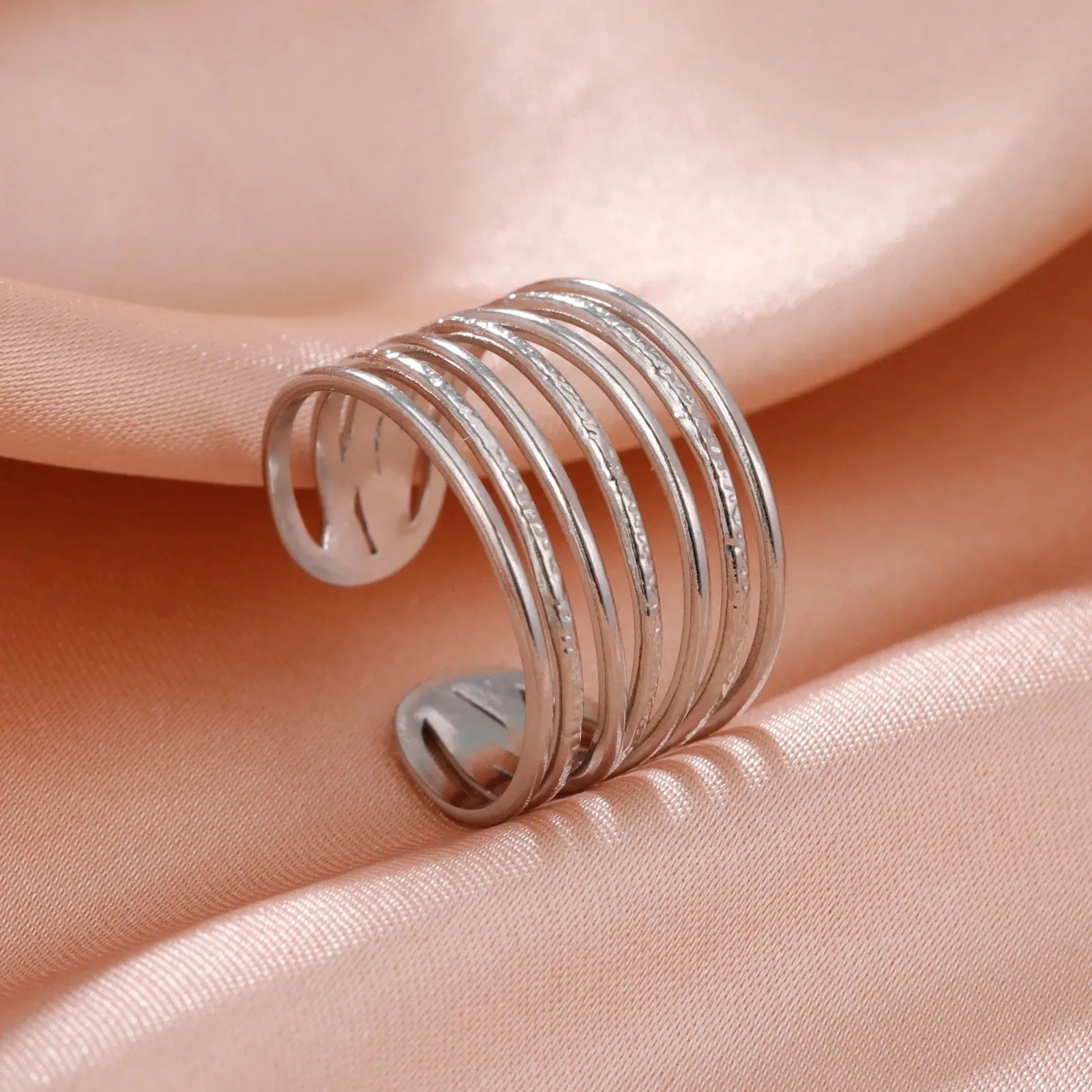 Women Rings Geometric Heart Aesthetic Adjustable Open Finger Ring Fashion Party Jewelry Gifts