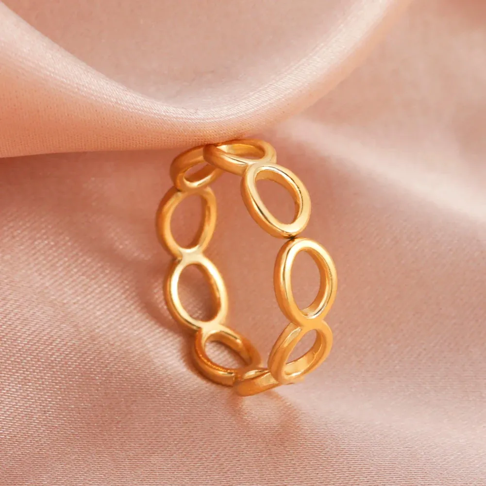 Women Rings Geometric Heart Aesthetic Adjustable Open Finger Ring Fashion Party Jewelry Gifts