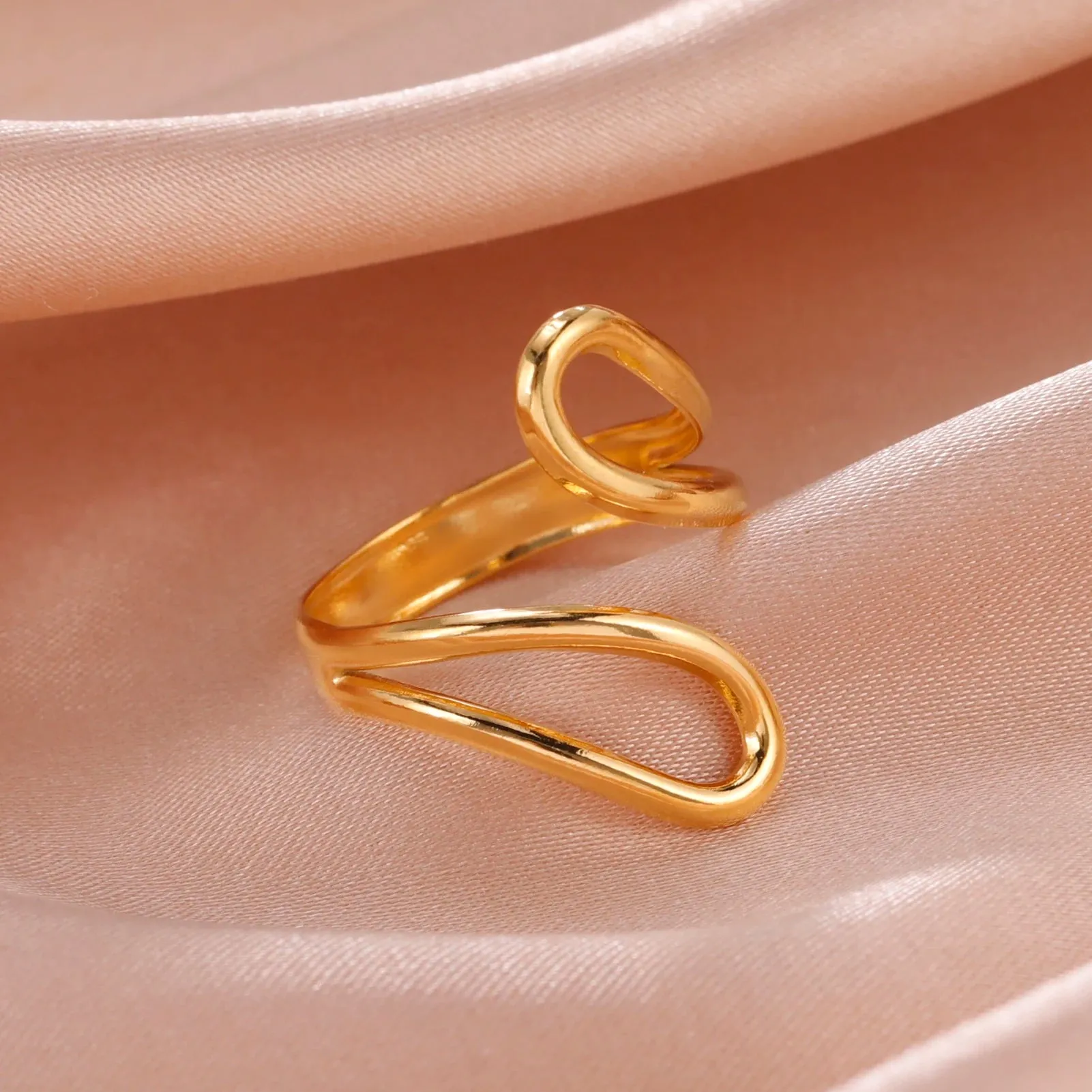 Women Rings Geometric Heart Aesthetic Adjustable Open Finger Ring Fashion Party Jewelry Gifts
