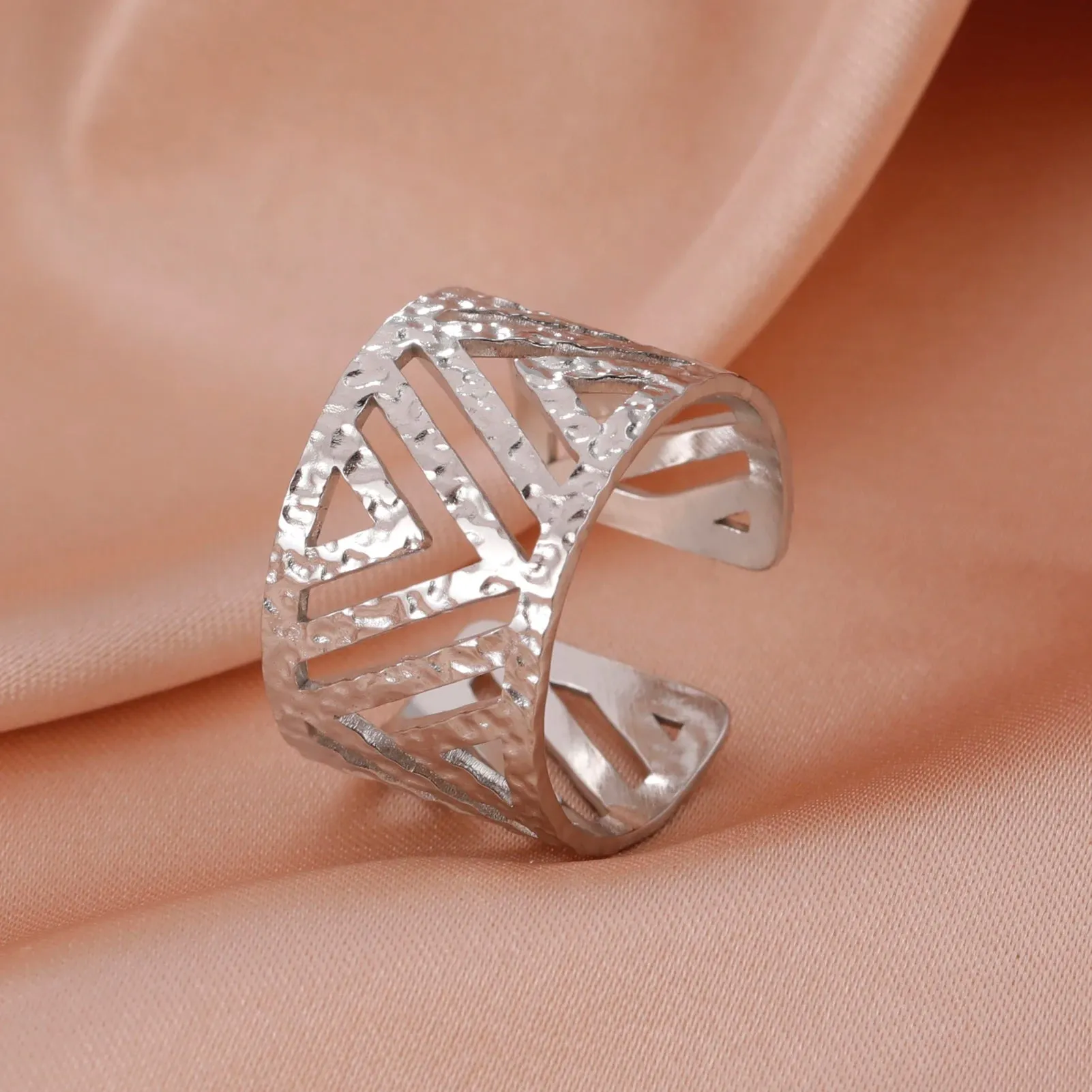 Women Rings Geometric Heart Aesthetic Adjustable Open Finger Ring Fashion Party Jewelry Gifts