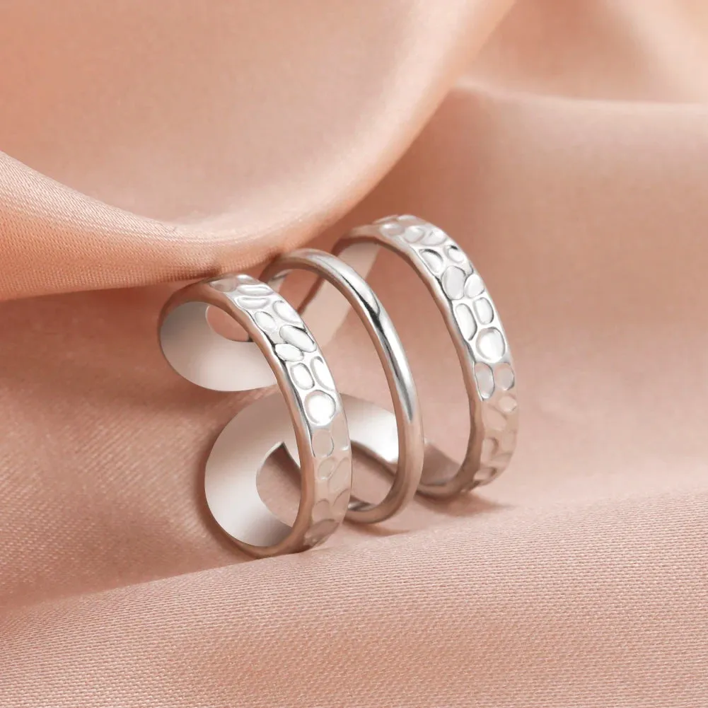 Women Rings Geometric Heart Aesthetic Adjustable Open Finger Ring Fashion Party Jewelry Gifts