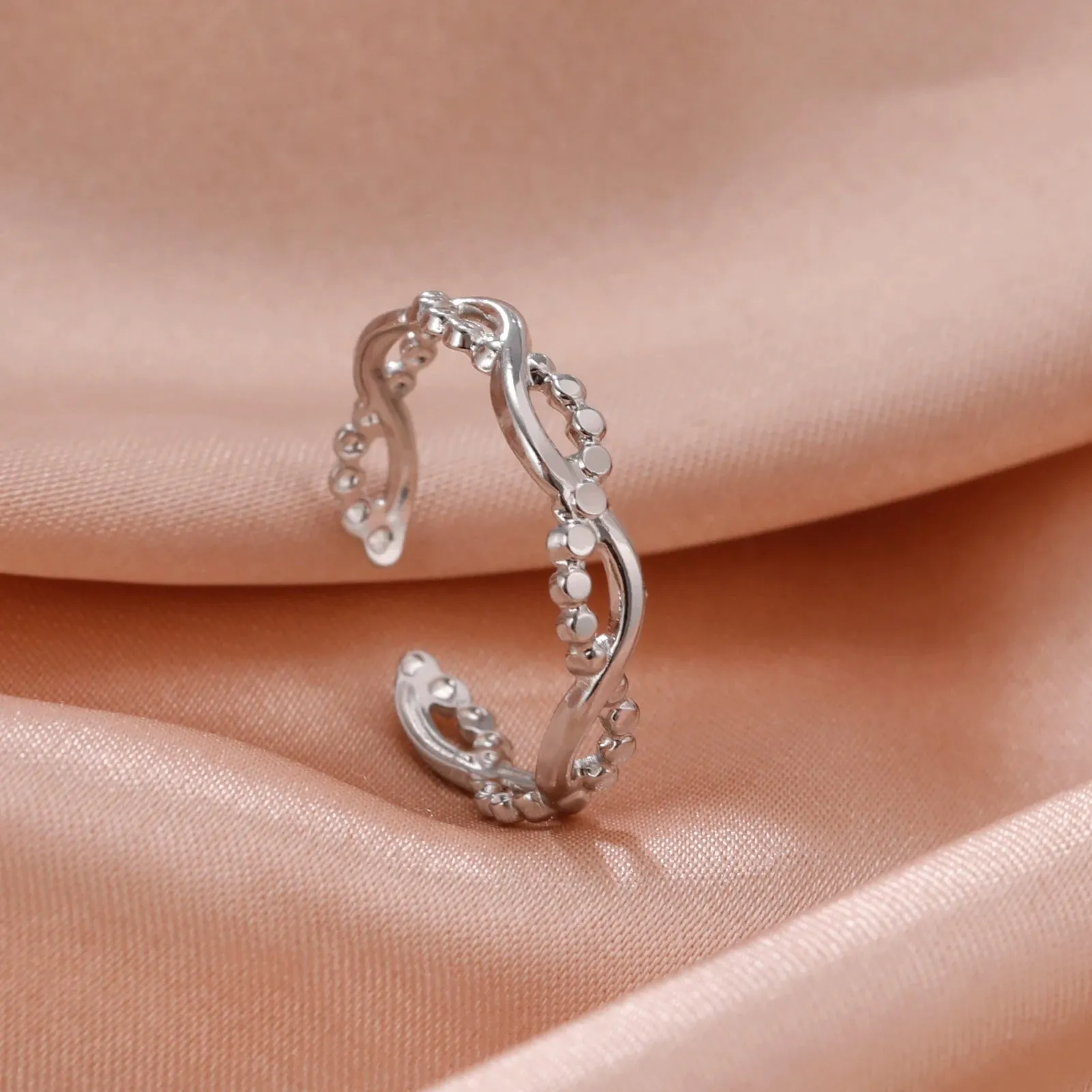 Women Rings Geometric Heart Aesthetic Adjustable Open Finger Ring Fashion Party Jewelry Gifts