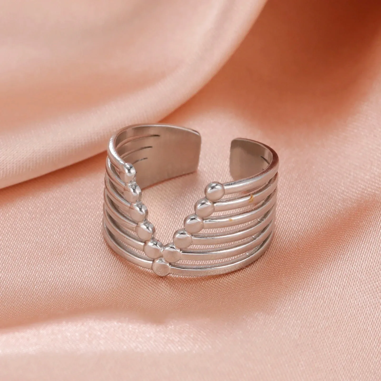 Women Rings Geometric Heart Aesthetic Adjustable Open Finger Ring Fashion Party Jewelry Gifts