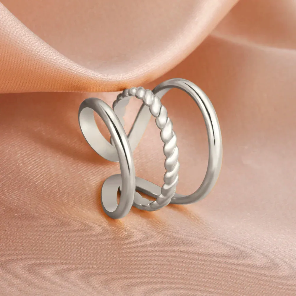 Women Rings Geometric Heart Aesthetic Adjustable Open Finger Ring Fashion Party Jewelry Gifts