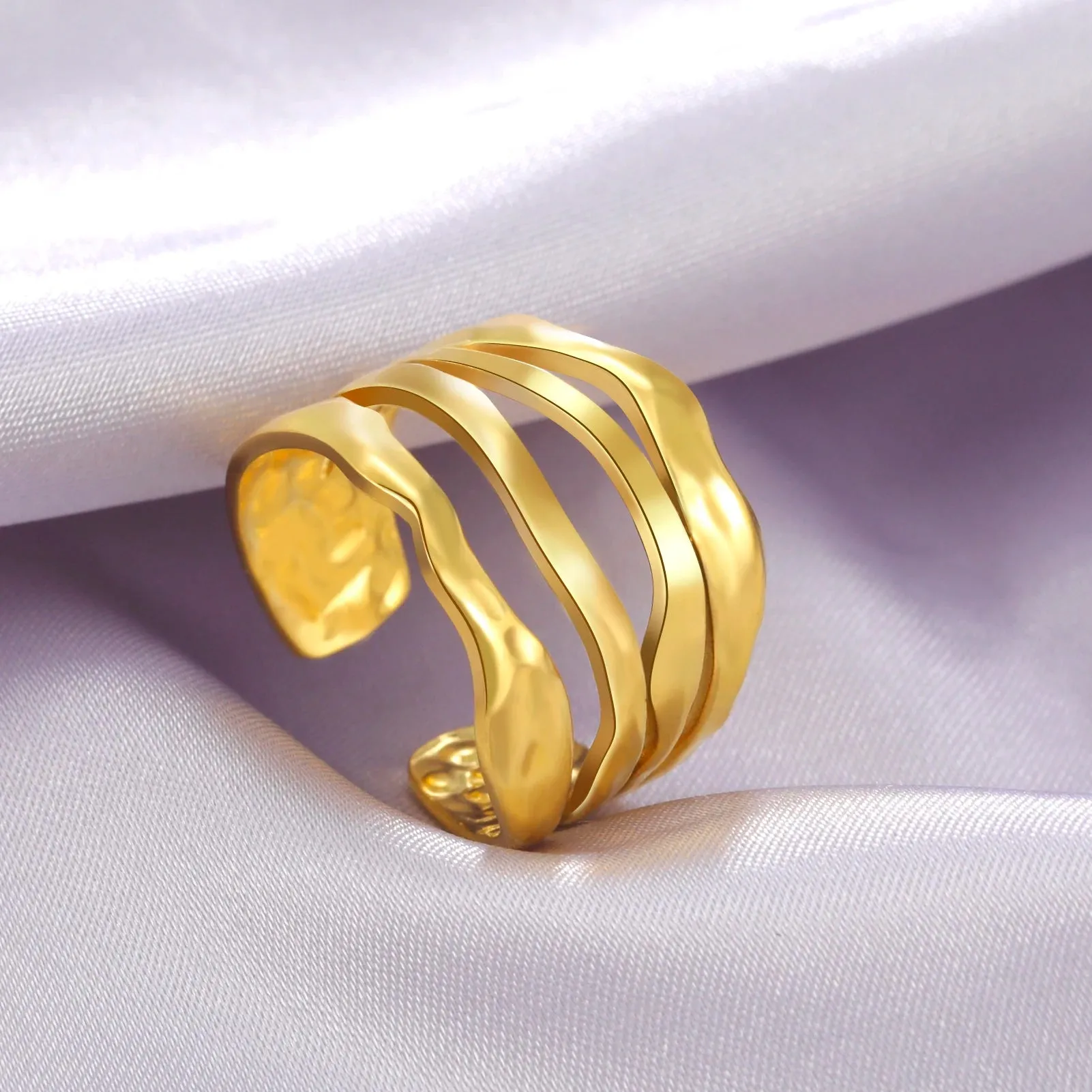 Women Rings Geometric Heart Aesthetic Adjustable Open Finger Ring Fashion Party Jewelry Gifts