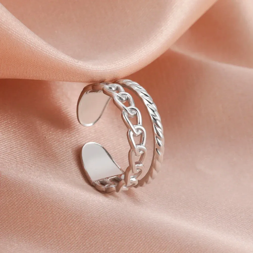 Women Rings Geometric Heart Aesthetic Adjustable Open Finger Ring Fashion Party Jewelry Gifts