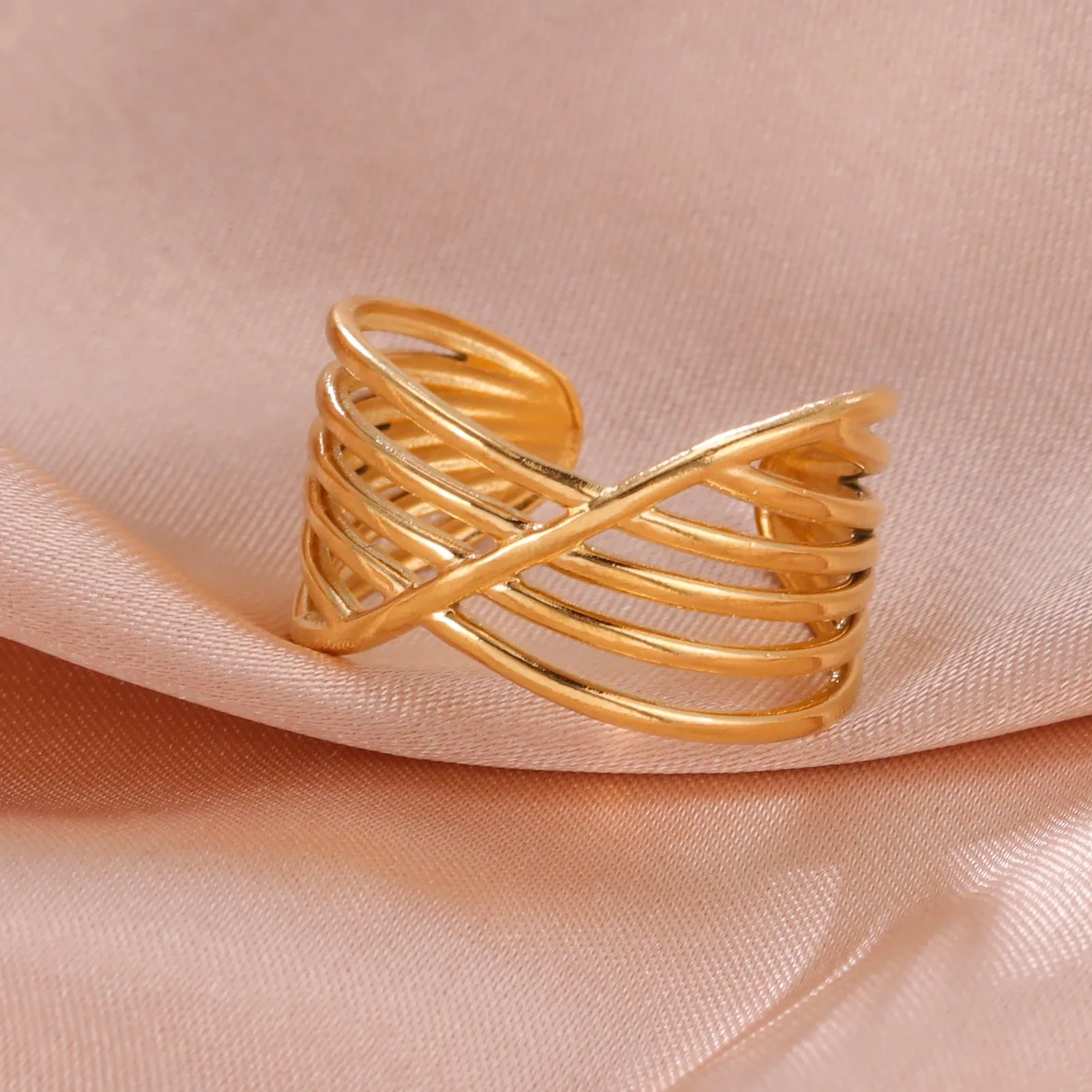 Women Rings Geometric Heart Aesthetic Adjustable Open Finger Ring Fashion Party Jewelry Gifts