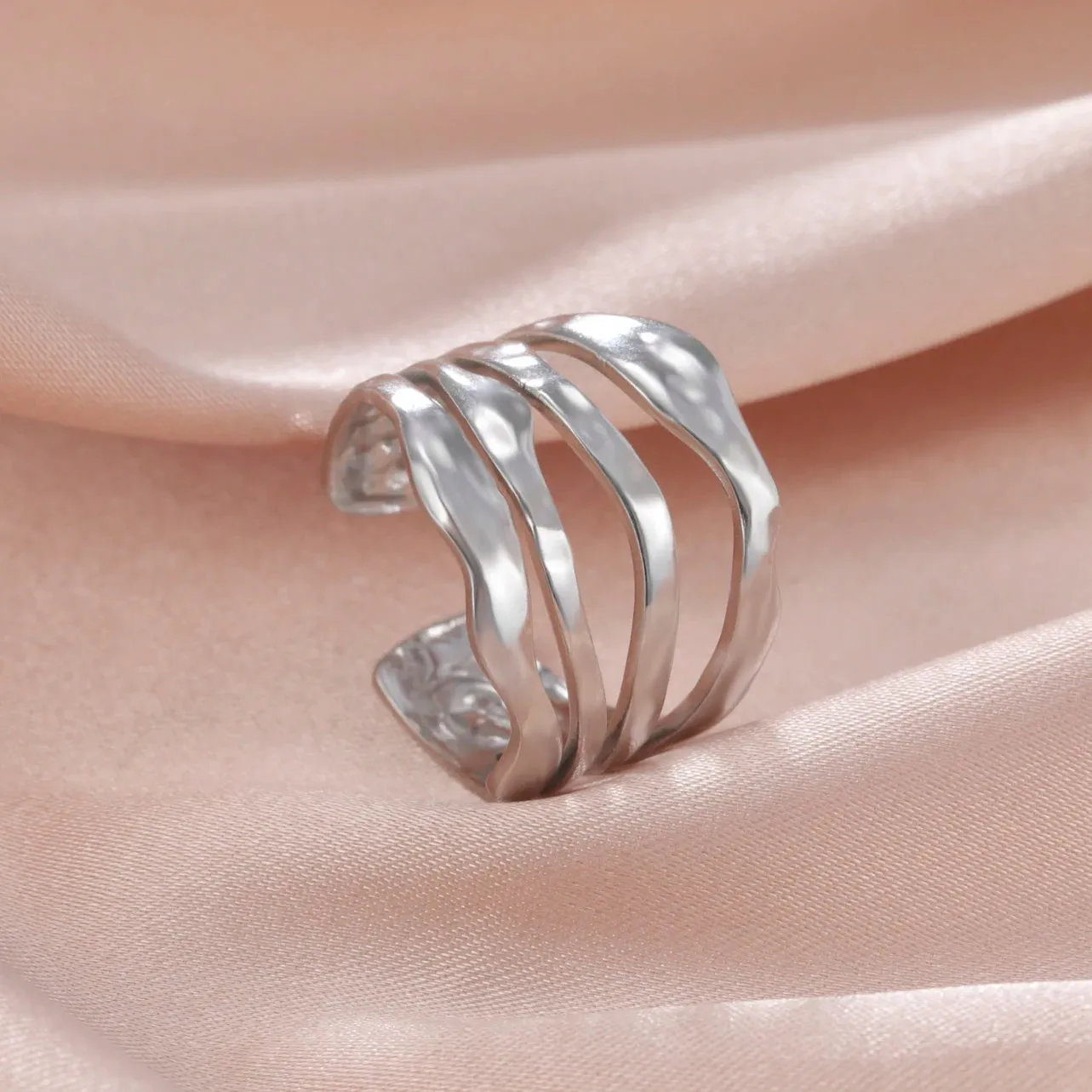 Women Rings Geometric Heart Aesthetic Adjustable Open Finger Ring Fashion Party Jewelry Gifts