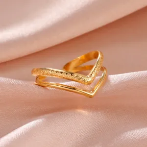 Women Rings Geometric Heart Aesthetic Adjustable Open Finger Ring Fashion Party Jewelry Gifts