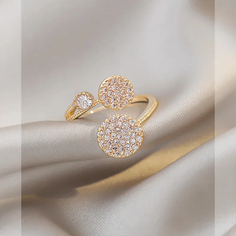 Women's Geometric Zircon Round Ring