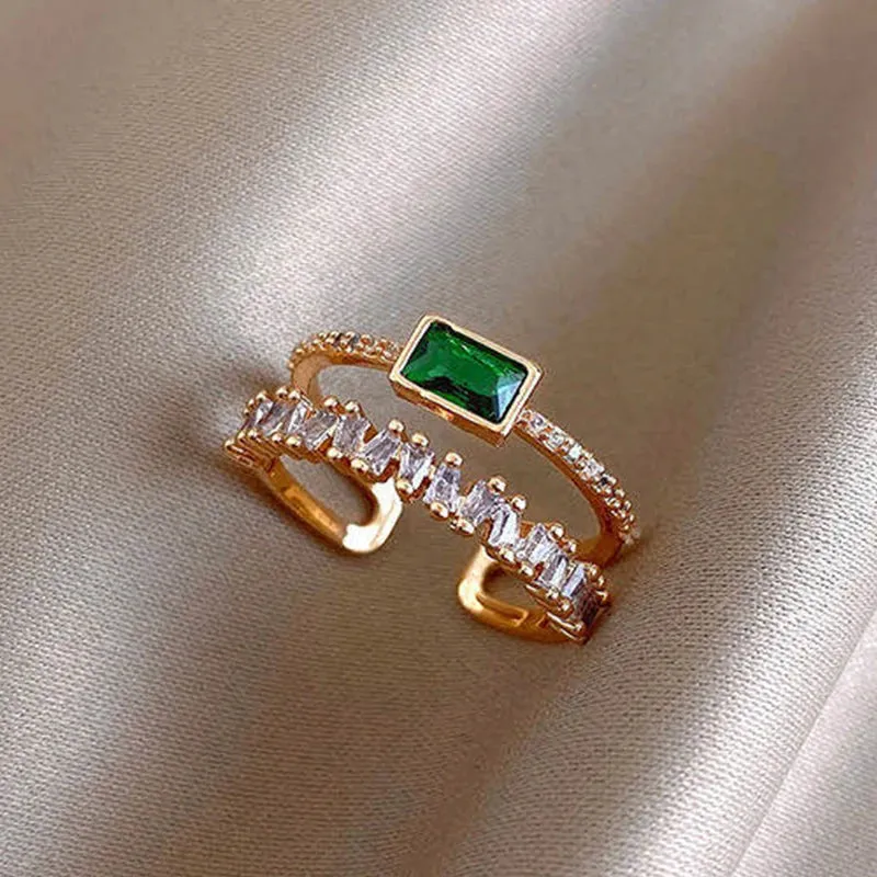 Women's Geometric Zircon Round Ring