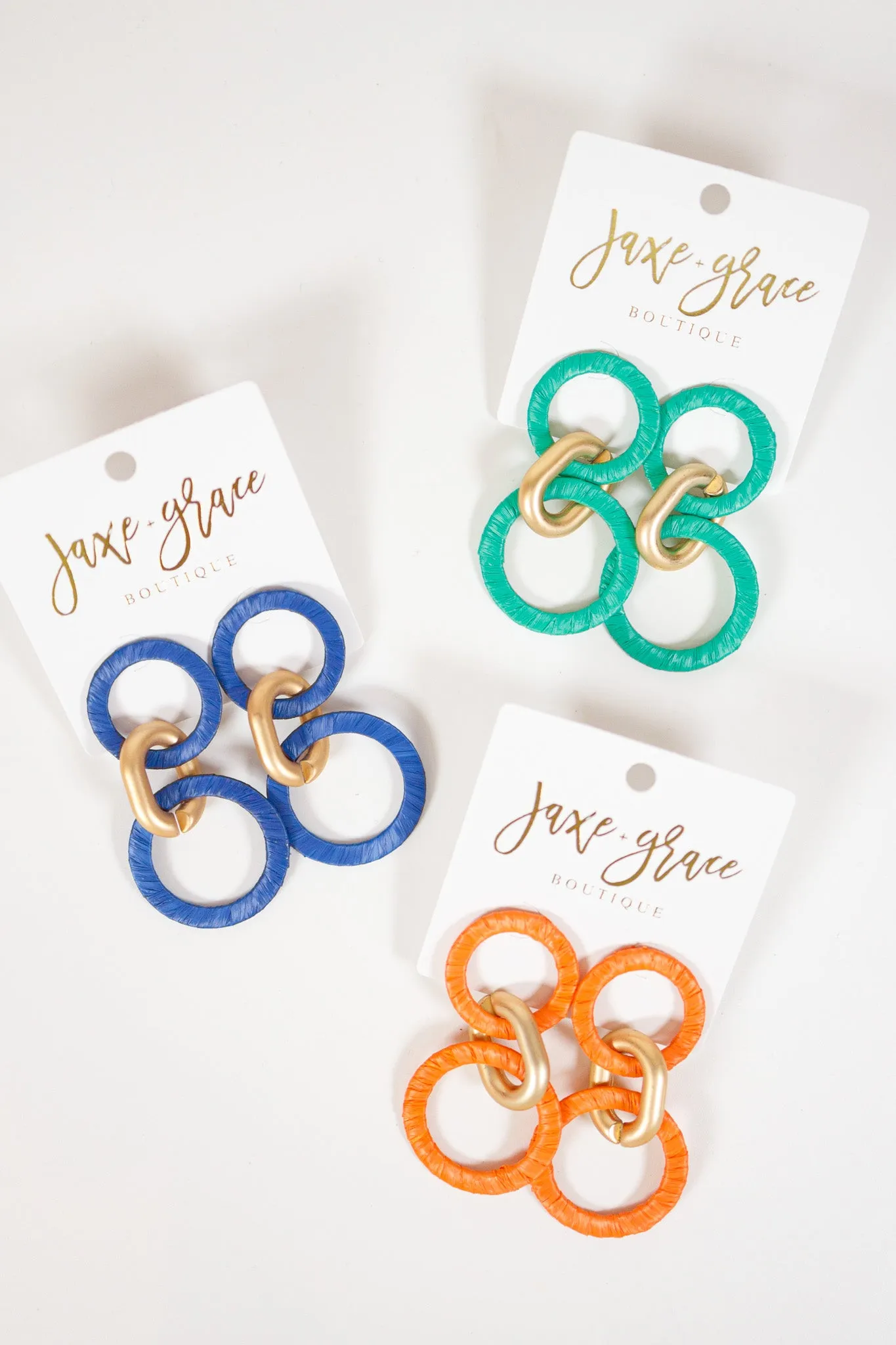 Wrapped Raffia Link 2 Drop Earrings, VARIOUS