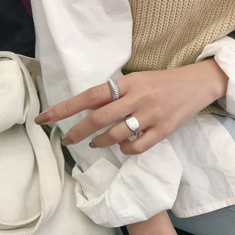 XIYANIKE Silver Color  Party Rings for Women France Simple Gold Plated Wave Pattern Creative Design Bride Jewelry Gifts