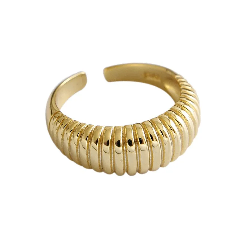 XIYANIKE Silver Color  Party Rings for Women France Simple Gold Plated Wave Pattern Creative Design Bride Jewelry Gifts