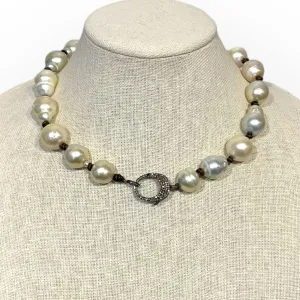 XL South Sea Pearls, Diamond Clasp Choker | 18”