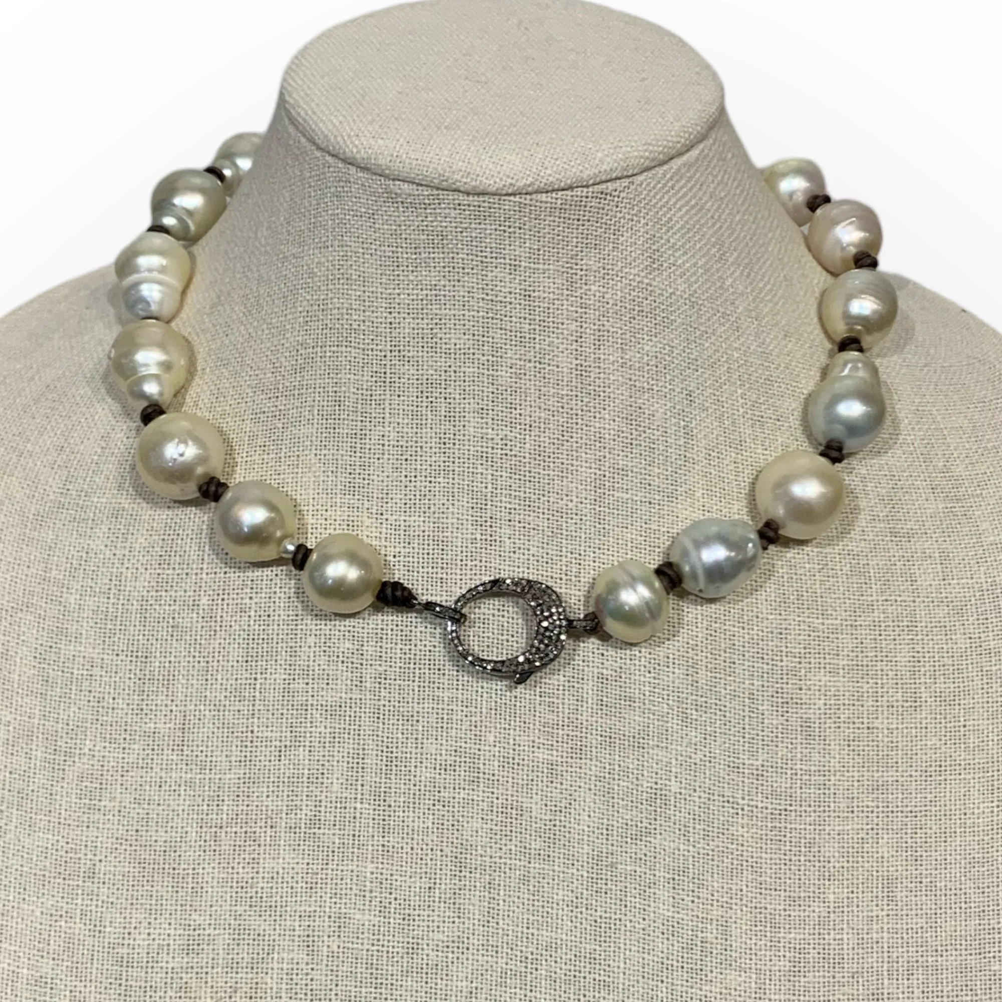 XL South Sea Pearls, Diamond Clasp Choker | 18”
