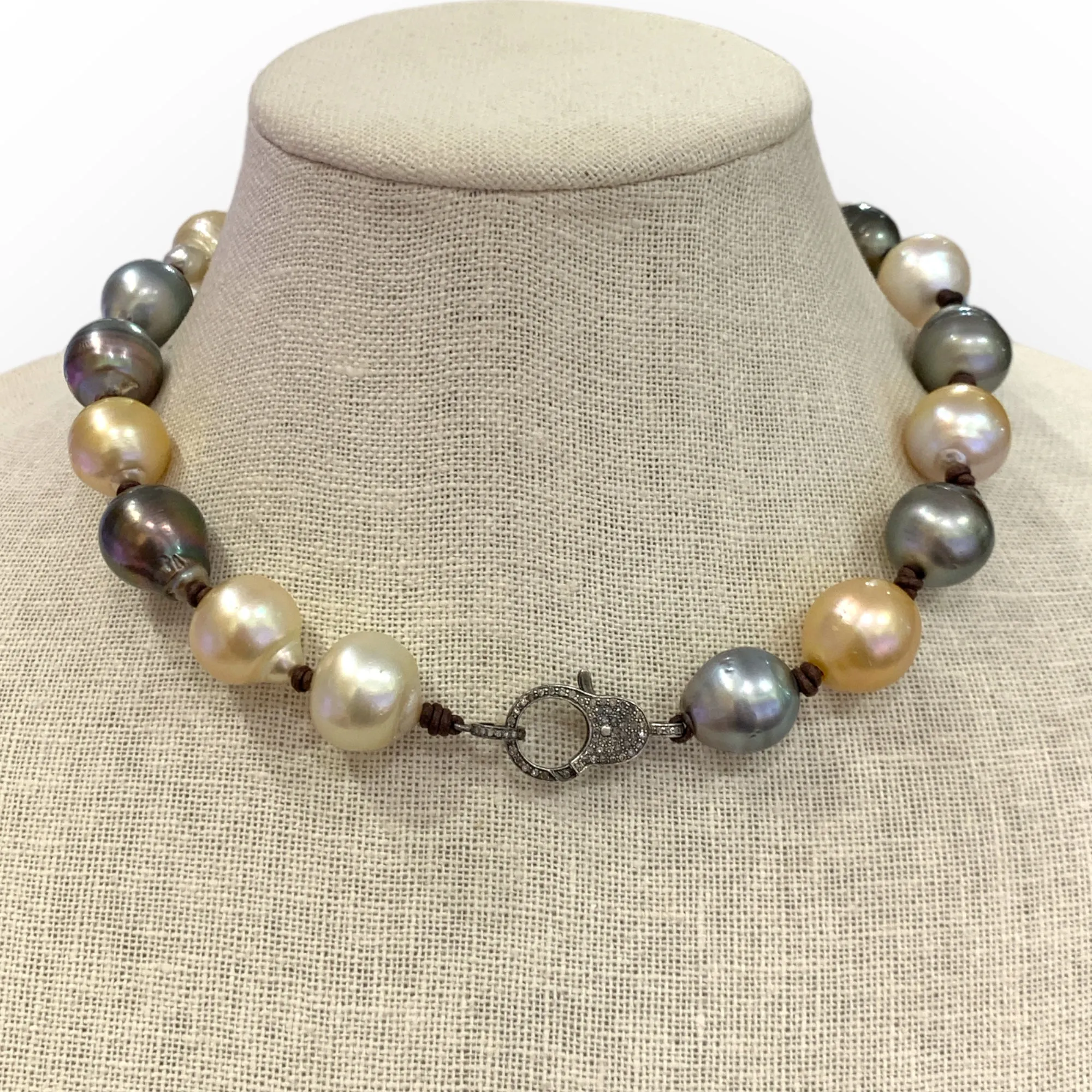 XL Tahitian & South Sea Pearls w/ Diamond Clasp 17''