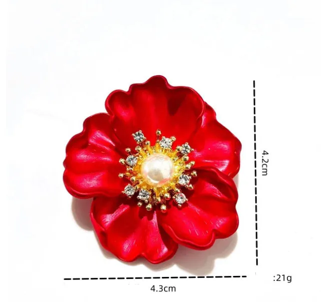 XSB143 - Red Peony Floral Saree Brooch
