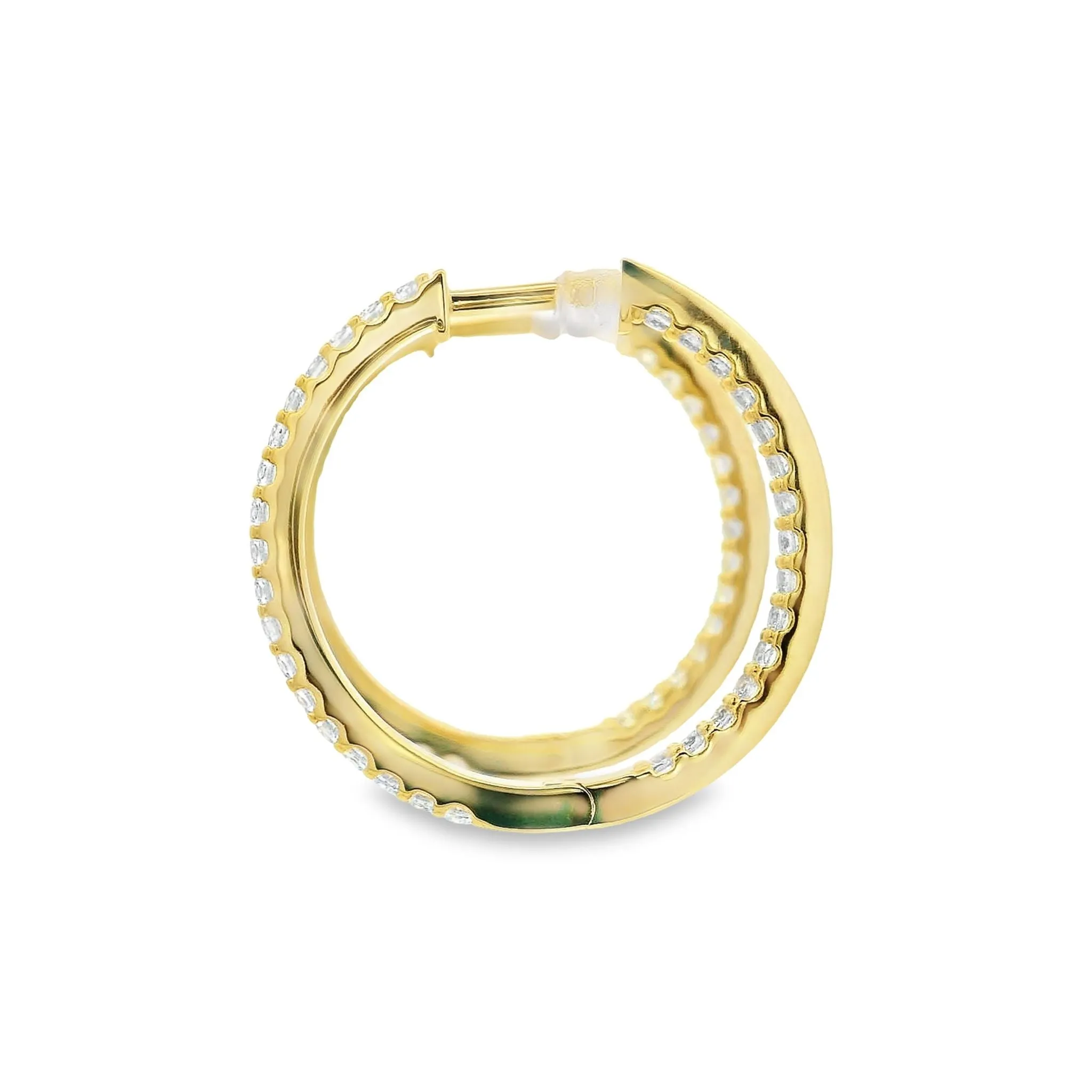 Yellow Gold Plated Cubic Zirconia Inside-Outside Hoop Earrings