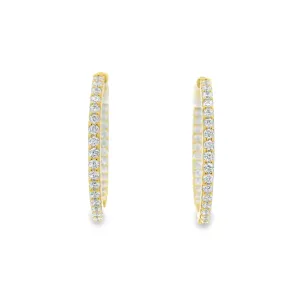 Yellow Gold Plated Cubic Zirconia Inside-Outside Hoop Earrings