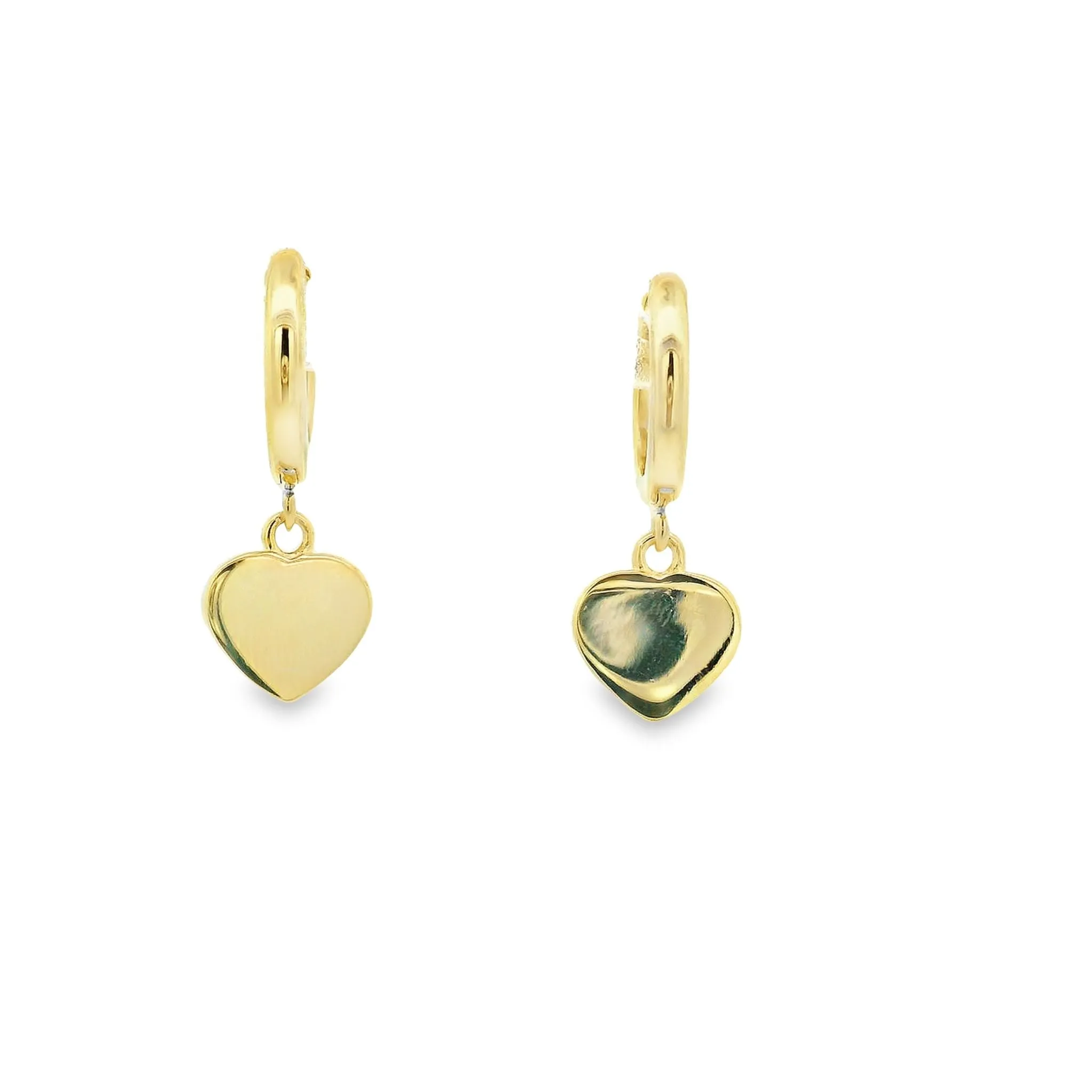 Yellow Gold Plated Mother of Pearl Beaded Heart Drop Earrings