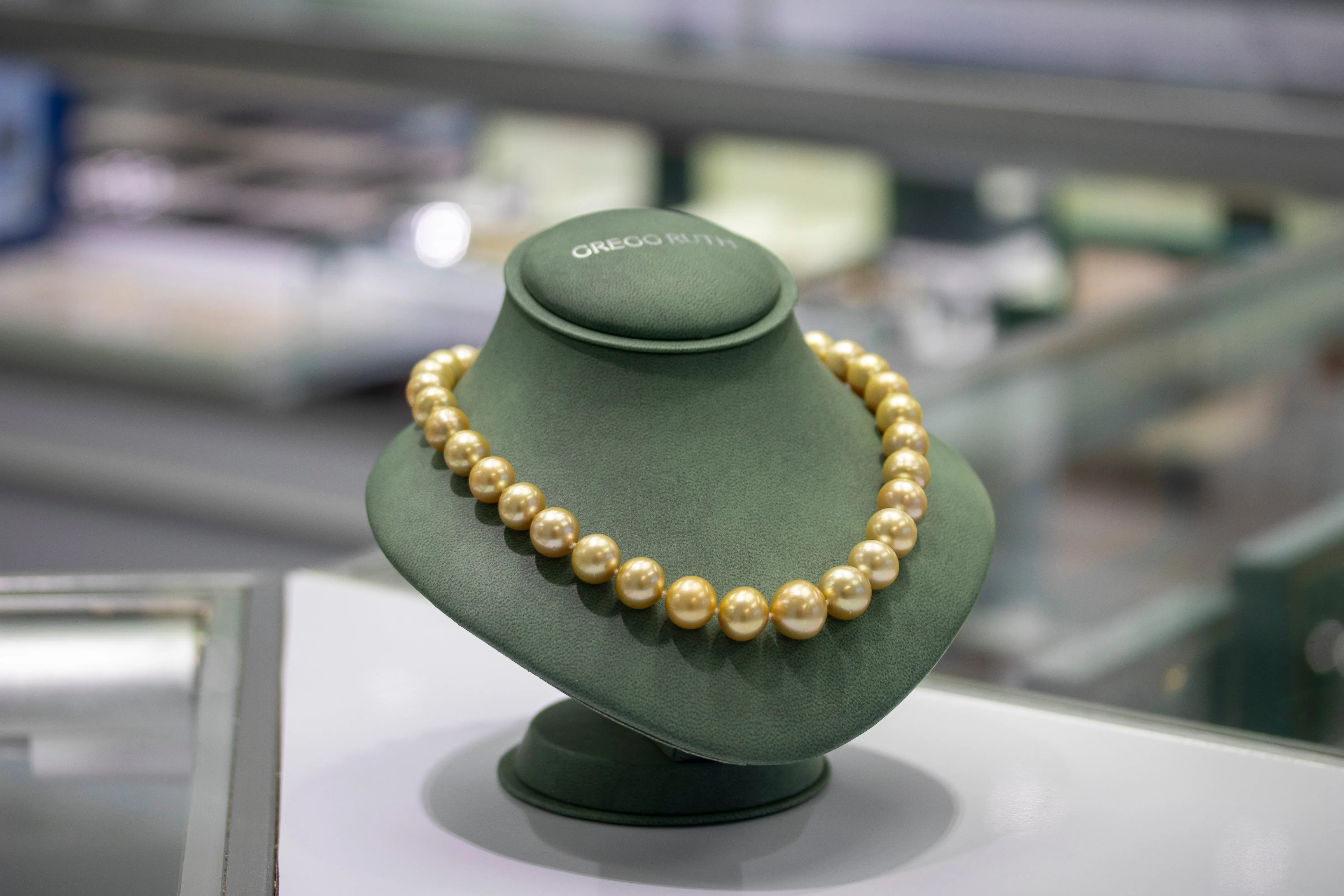 Yellow South Sea Pearls - Necklace And Earrings Set with Diamond Clasp
