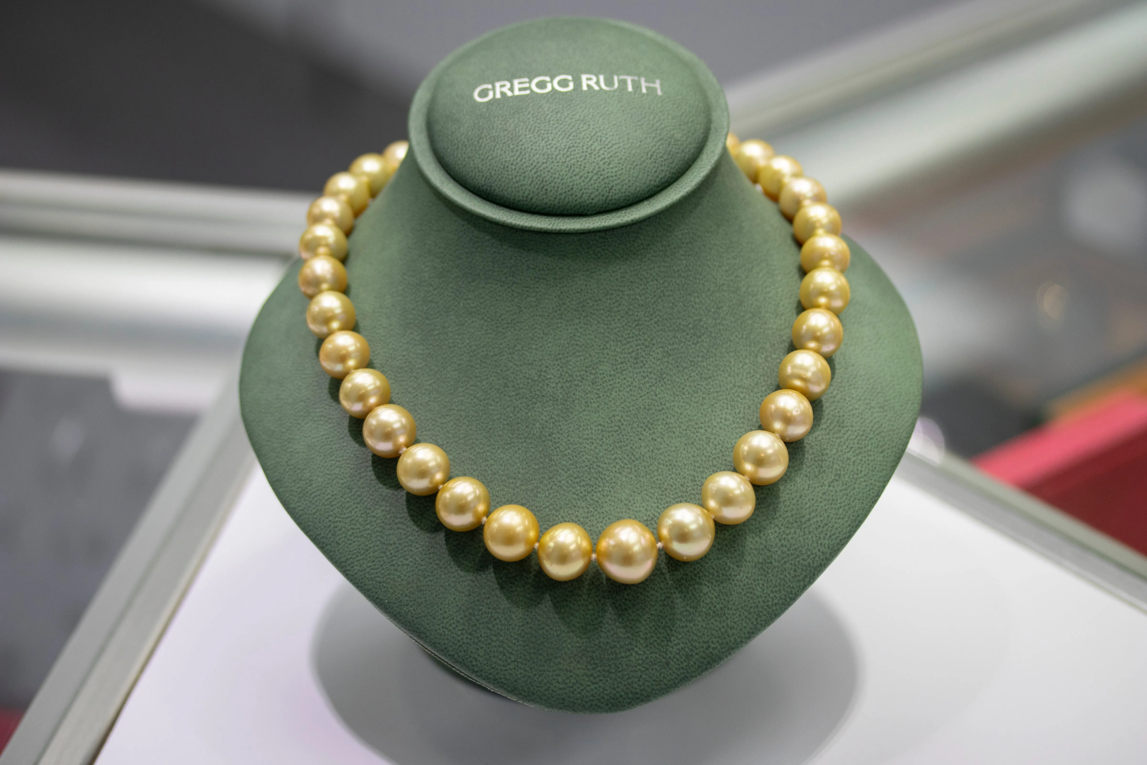 Yellow South Sea Pearls - Necklace And Earrings Set with Diamond Clasp