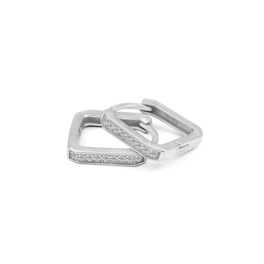 Zarkan Minimal Square Line Silver Earrings