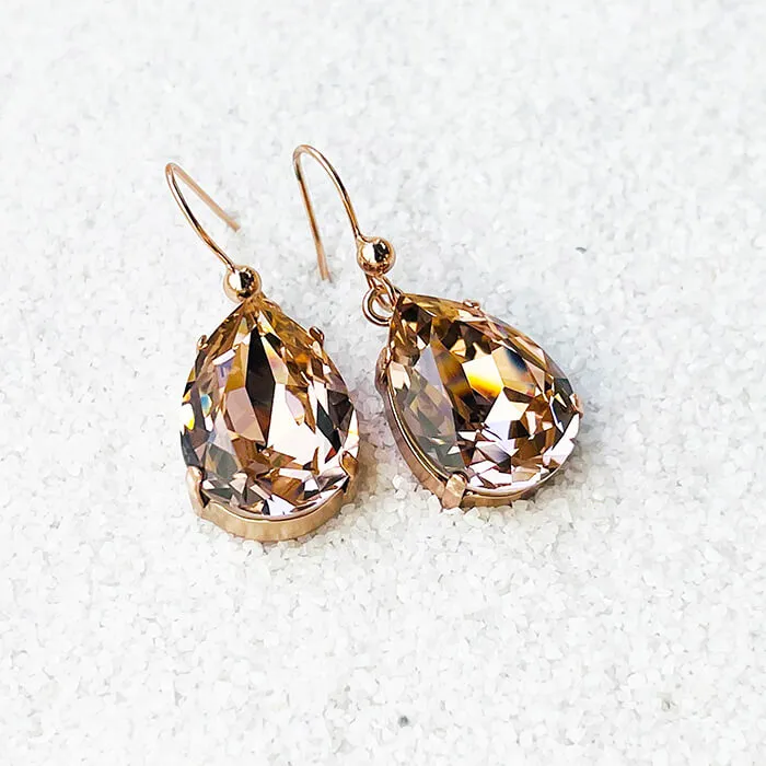 Zowie Rose Gold Swarovski Drop Earrings
