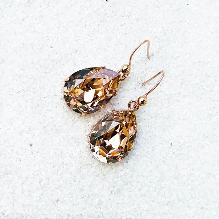 Zowie Rose Gold Swarovski Drop Earrings