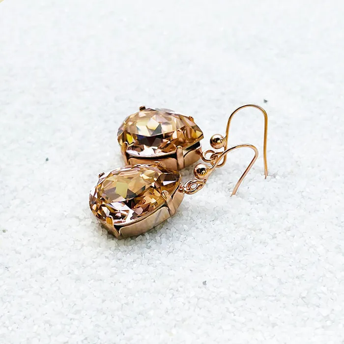 Zowie Rose Gold Swarovski Drop Earrings