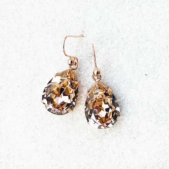 Zowie Rose Gold Swarovski Drop Earrings