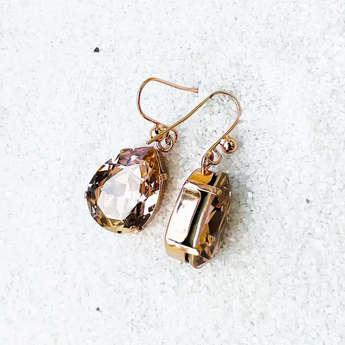 Zowie Rose Gold Swarovski Drop Earrings