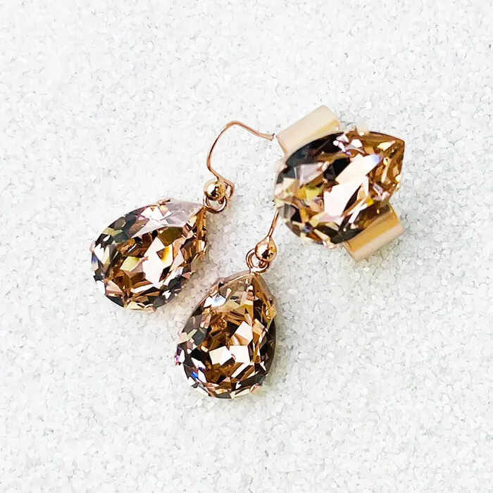 Zowie Rose Gold Swarovski Drop Earrings