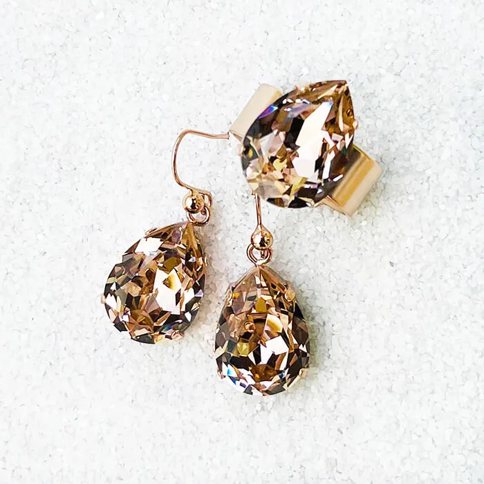 Zowie Rose Gold Swarovski Drop Earrings