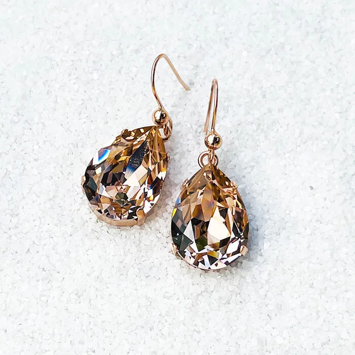 Zowie Rose Gold Swarovski Drop Earrings