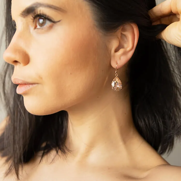 Zowie Rose Gold Swarovski Drop Earrings