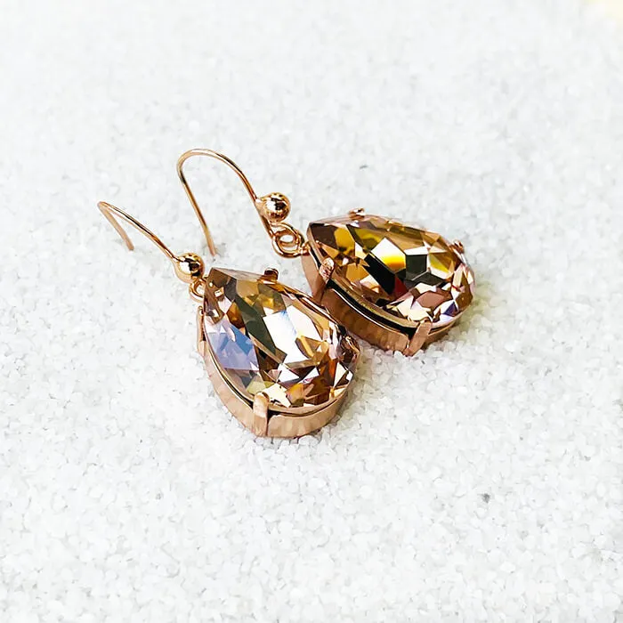Zowie Rose Gold Swarovski Drop Earrings